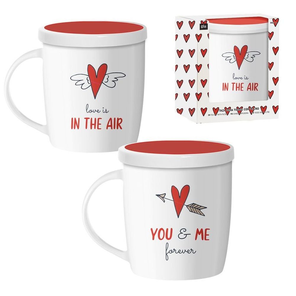 TAZA 350ML CON TAPA Y FILTRO LOVE SURTIDAS | DCASA | 1 UNIDAD | 8435683255164 Imagen principal del producto
