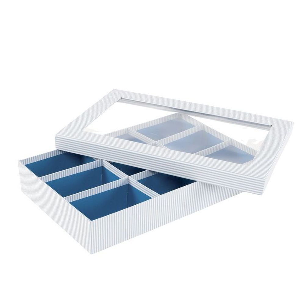 Caja Organizadora 9 Departamentos Rayas Azul Marca Dcasa Imagen principal del producto