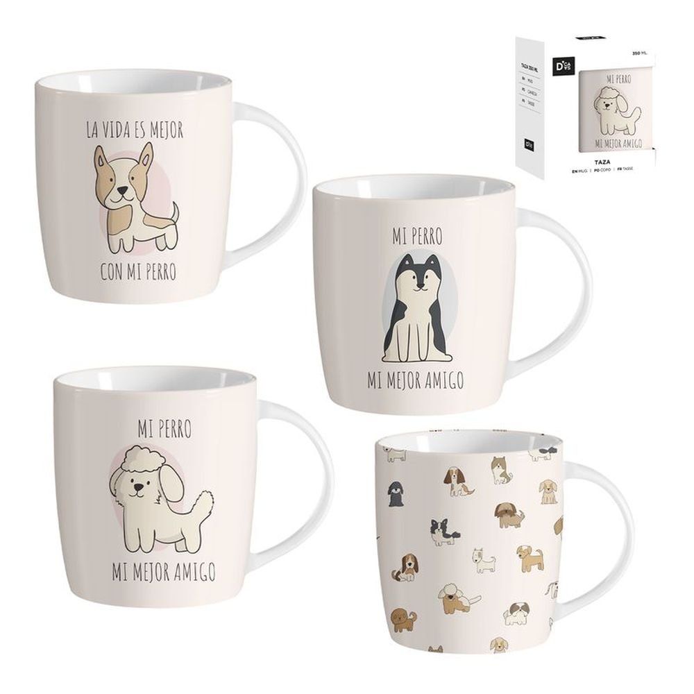 Taza 350 ml Perros Surtidas DCASA Imagen principal del producto