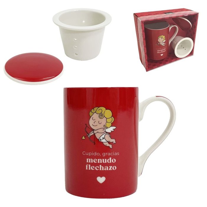 TAZA TAZA TISANA 295ML CON FILTRO CERAMICA AMOR | DCASA | 1 UNIDAD | 8435683288421 Imagen principal del producto