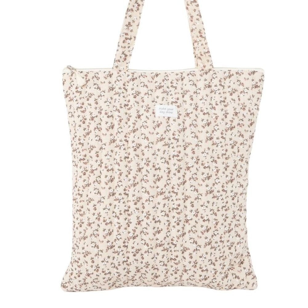 Bolsa algodón con cremallera flores DCASA