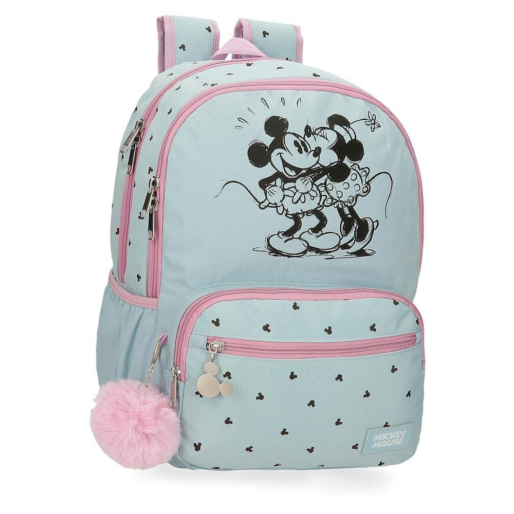 Mochila Escolar Mickey y Minnie Kisses Doble Compartimento