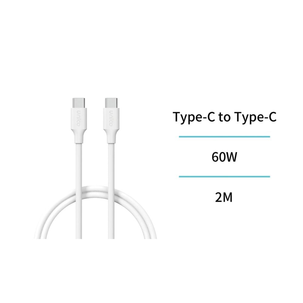 Cable Tipo-c a Tipo-c 60W 2M Blanco Unico VINI Trading