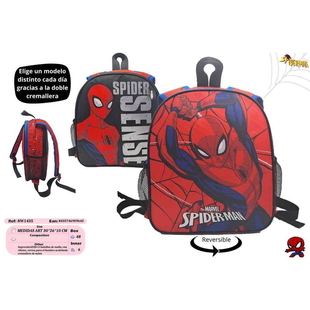 MOCHILA INFANTIL REVERSIBLE SPIDERMAN 30 X 26X 10 CM | NEW IMPORT SL