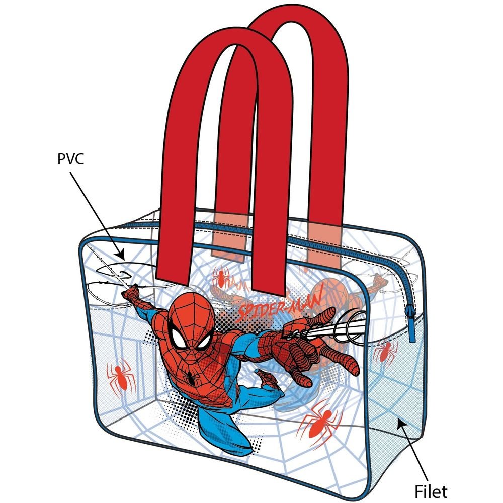 Bolso Transparente Playa Spiderman 35 x 50 x 24 Disney Marca New Import SL