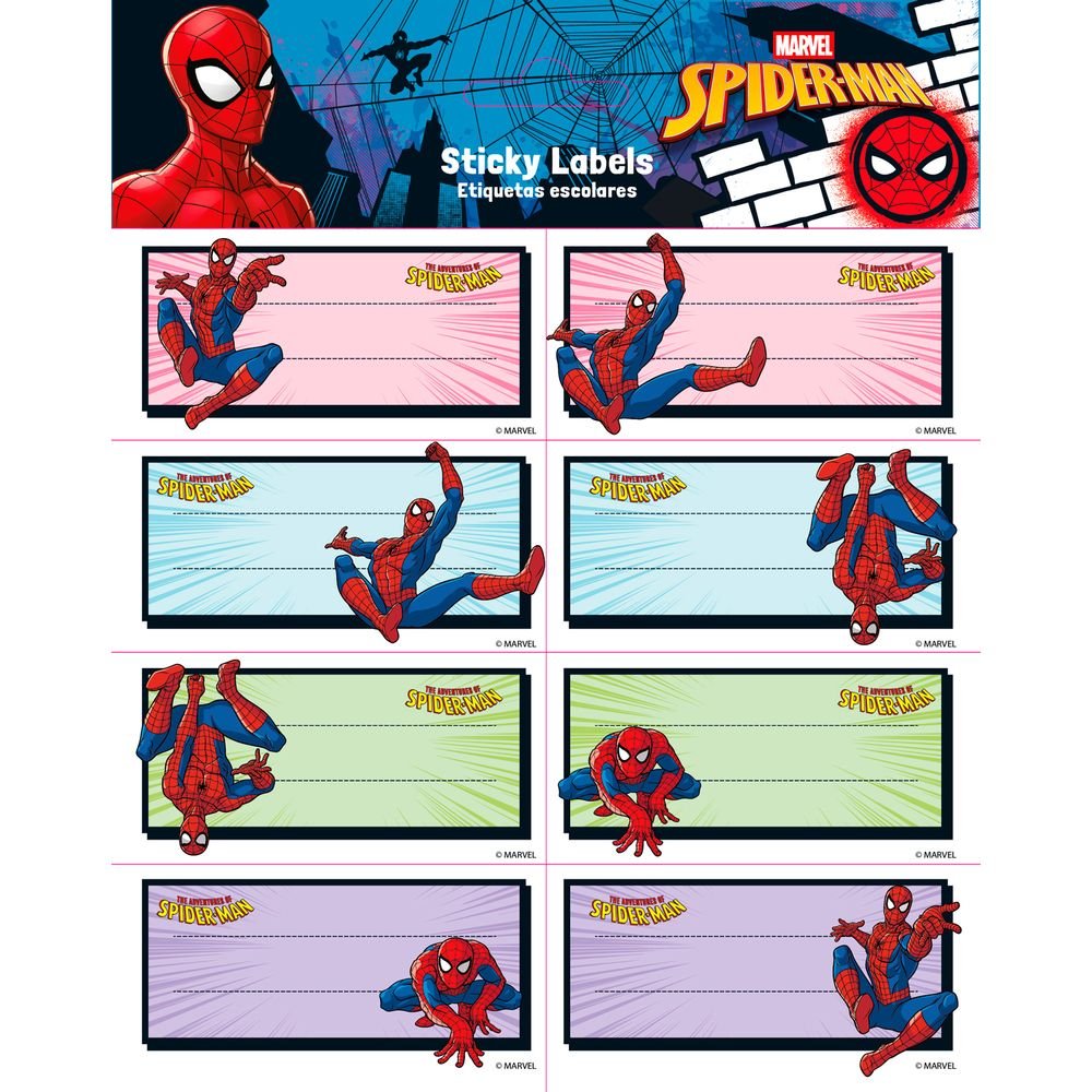 Etiquetas escolares Marvel Spiderman, pack de 16 (Grupo Erik) (Pack 10 uds) Imagen principal del producto