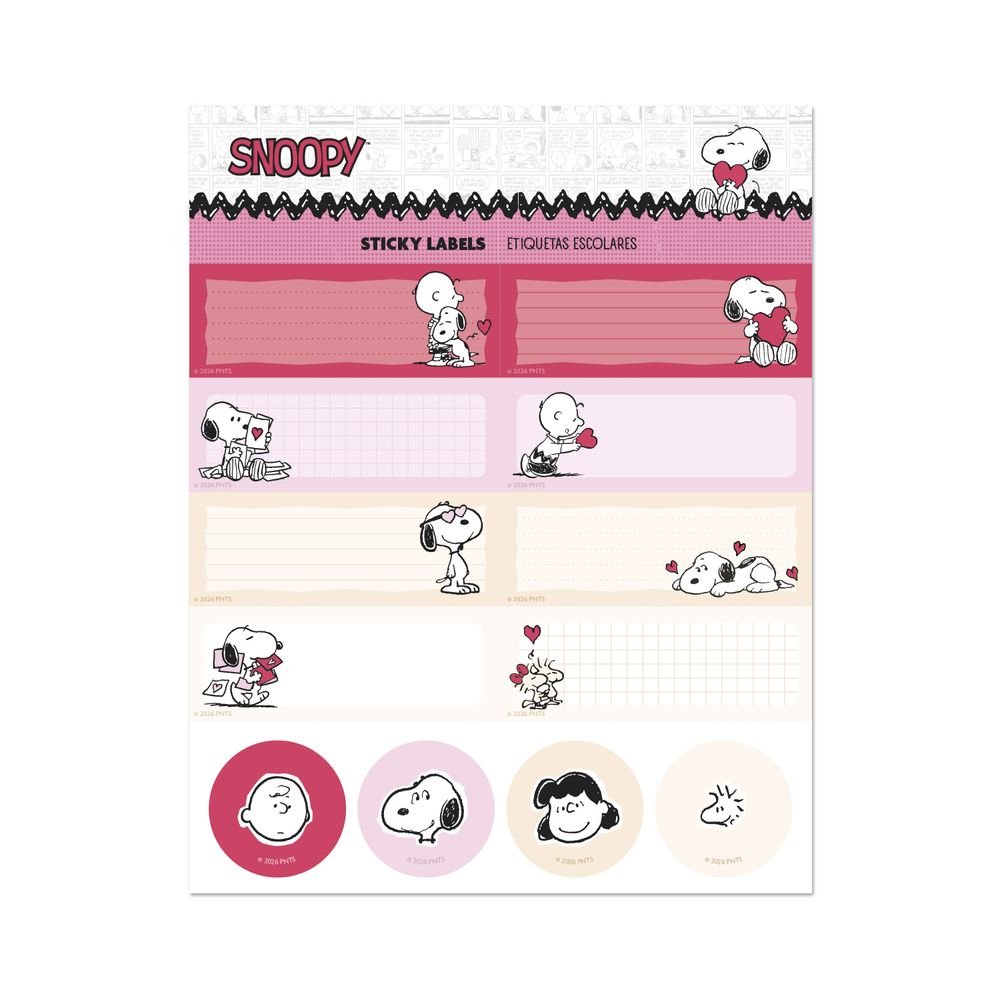 Etiquetas Escolares Snoopy Love Season, pack de 24 (Pack 10 uds) Imagen principal del producto