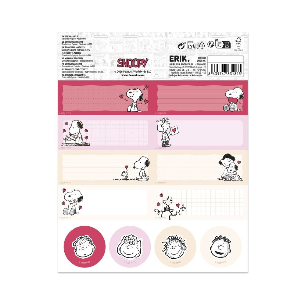 Etiquetas Escolares Snoopy Love Season, pack de 24 (Pack 10 uds) Imagen secundaria del producto