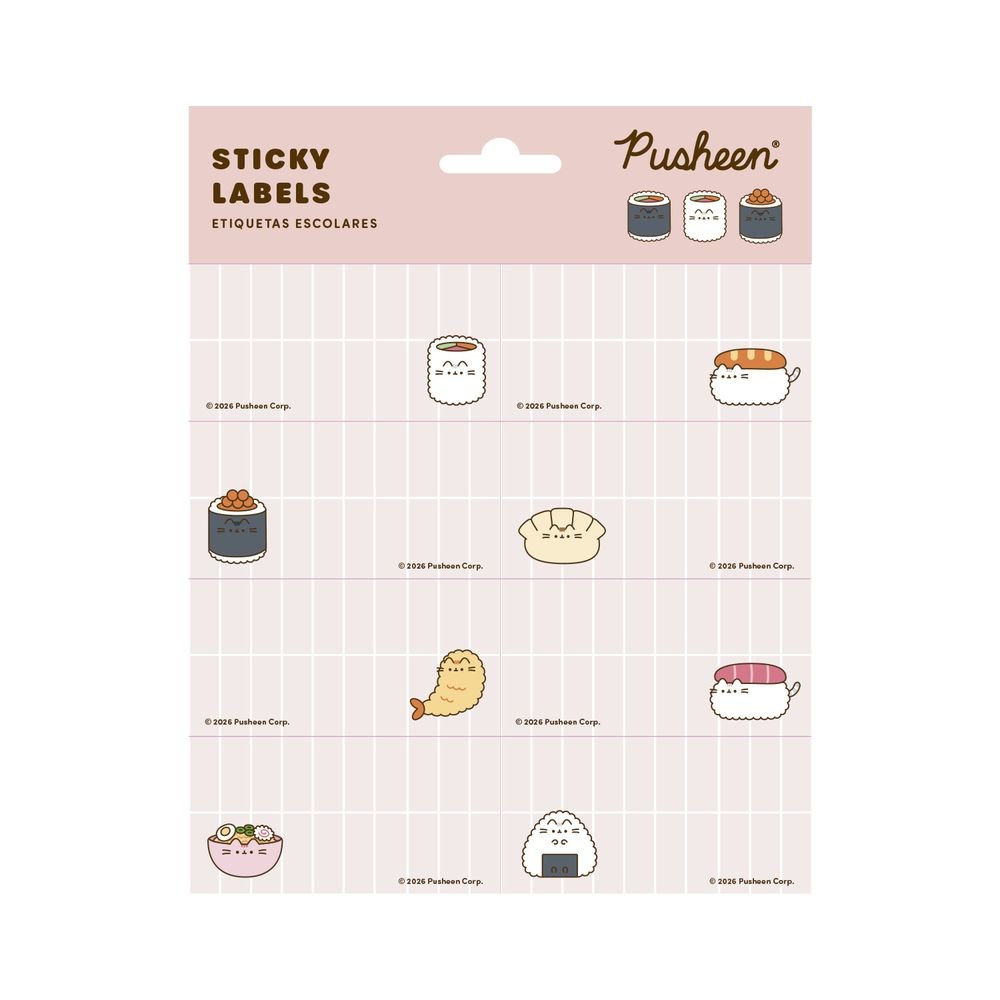 Etiquetas escolares Pusheen Sushi Roll, pack 16 unidades (Pack 10 uds) Imagen principal del producto