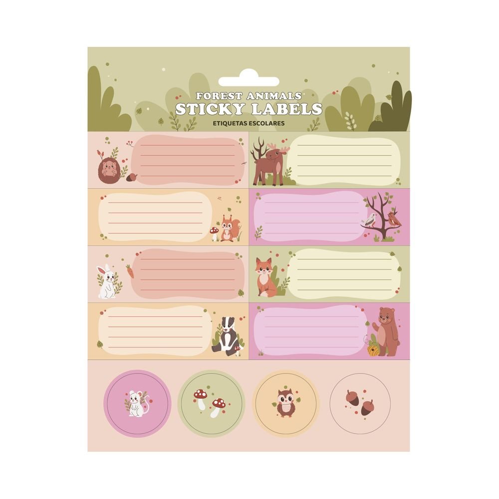 Etiquetas escolares animales en el bosque, 24 ud. (Pack 10 uds) Imagen principal del producto