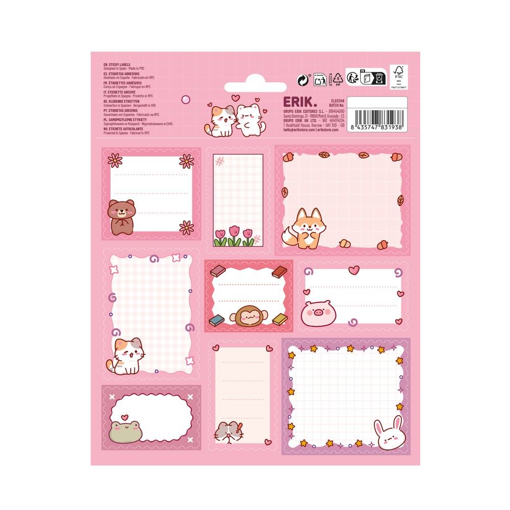 Etiquetas escolares Kawaii de Grupo Erik, pack de 18 (Pack 10 uds) Imagen secundaria del producto