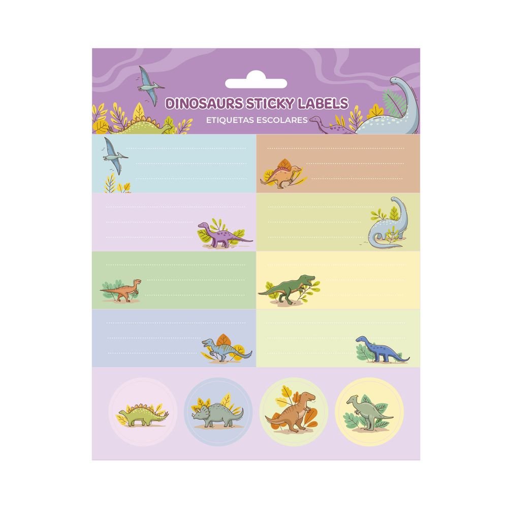 Etiquetas Escolares Dinosaurios - Pack 18 ud. (Pack 10 uds) Imagen principal del producto