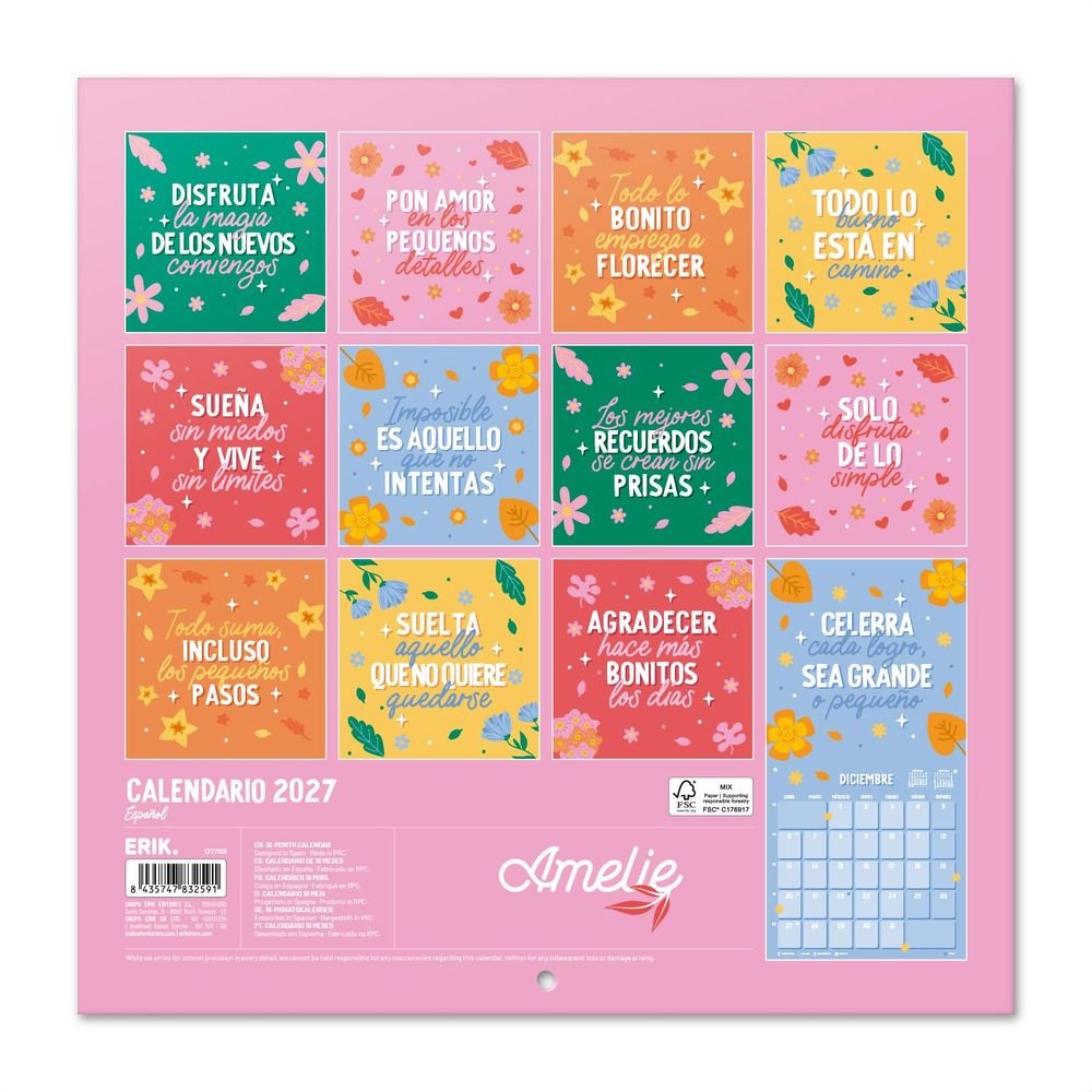Calendario 2027 30x30 Amelie - Grupo Erik Agendas Imagen secundaria del producto