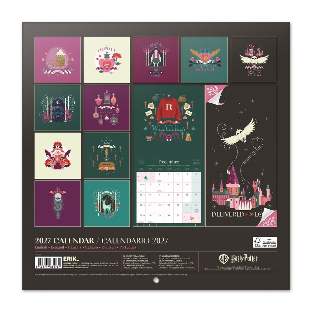 Calendario pared 2027 30x30 Harry Potter Imagen secundaria del producto