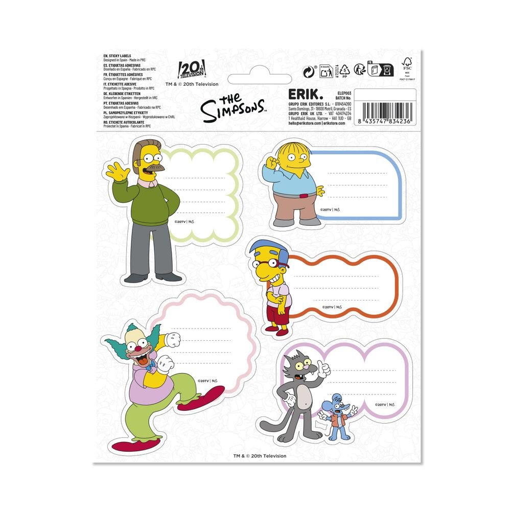 Etiquetas escolares The Simpsons, pack 10 unidades Imagen secundaria del producto