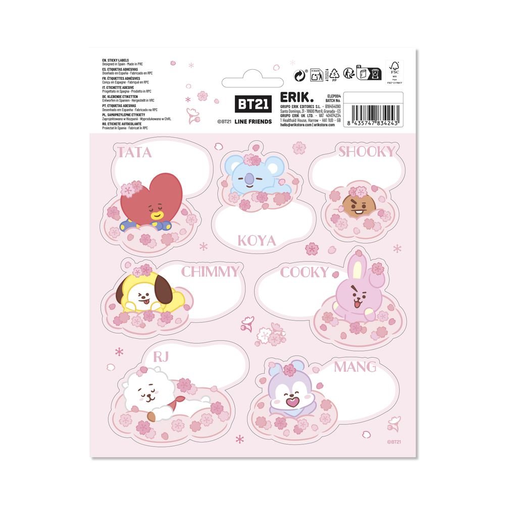 Etiquetas escolares Premium BT21, pack de 14 unidades (Pack 10 uds) Imagen secundaria del producto
