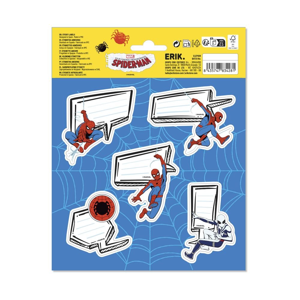 Etiquetas escolares Marvel Spiderman, pack de 10 Imagen secundaria del producto