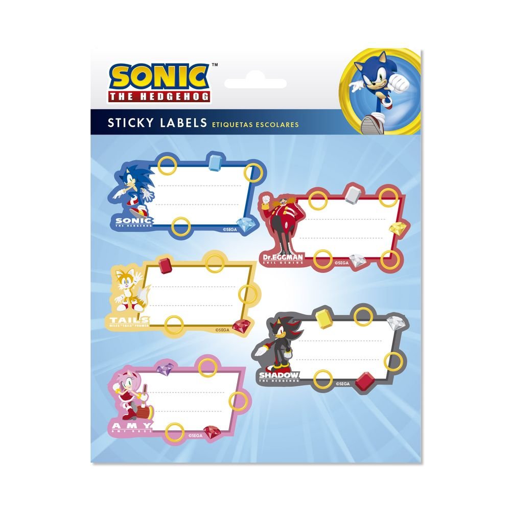 Etiquetas escolares Sonic x10 adhesivas - Grupo Erik Imagen principal del producto