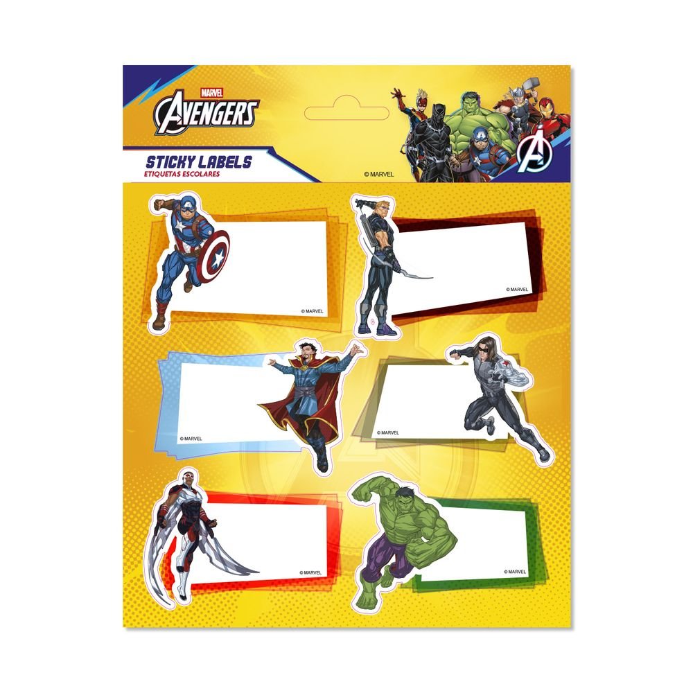Etiquetas escolares premium Marvel Los Vengadores, pack 12 unidades (Pack 10 uds) Imagen principal del producto