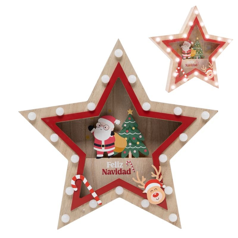 Estrella LED Papá Noel 2xAAA Marca DCASA Navidad