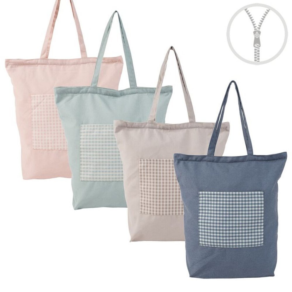 BOLSA ALGODON CON CREMALLERA BOLSILLO VICHY SURTIDAS | DCASA | 1 UNIDAD | 8435794613266 Imagen principal del producto