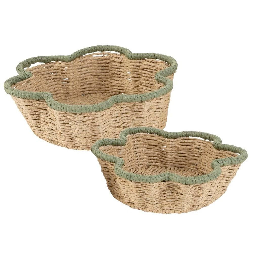 Juego de 2 Cestas Bicolor Verde 28 x 28 x 8 cm Marca DCASA