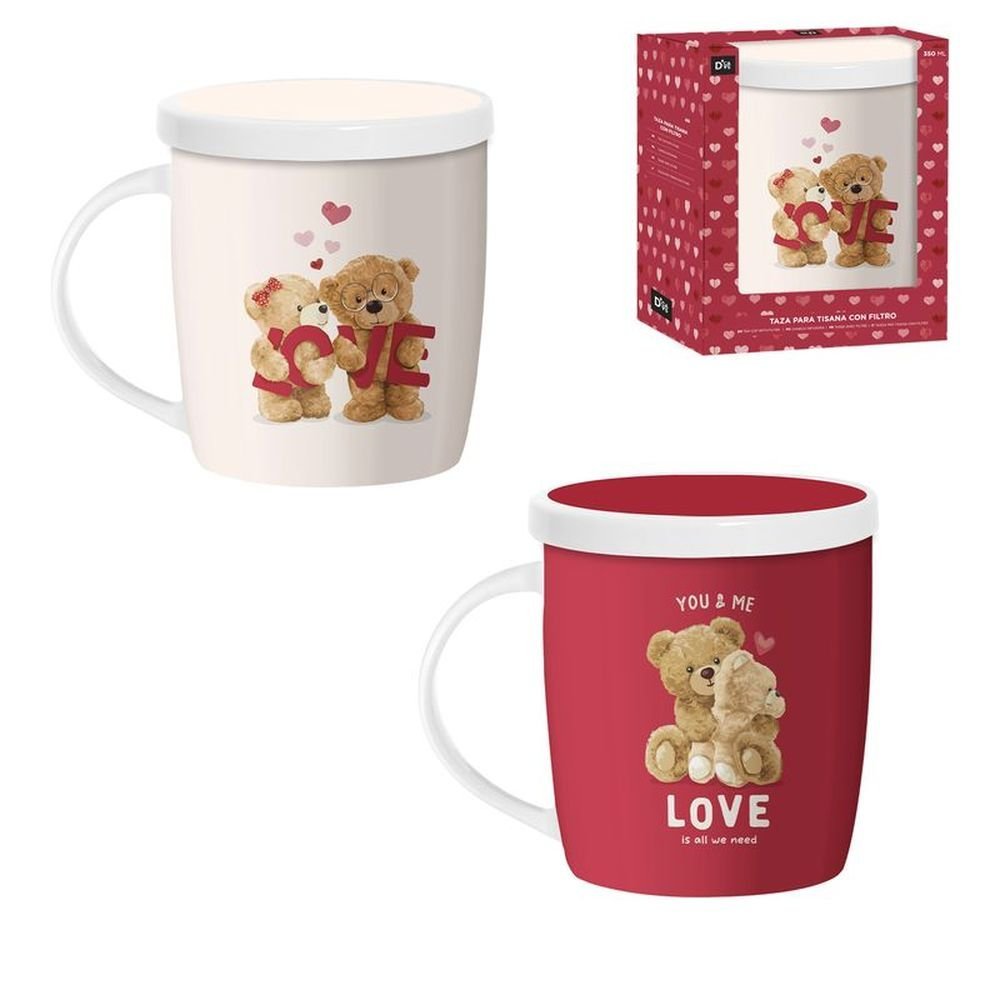 Taza Tisana 350ml con Filtro Ositos Amor Surtidas Imagen principal del producto