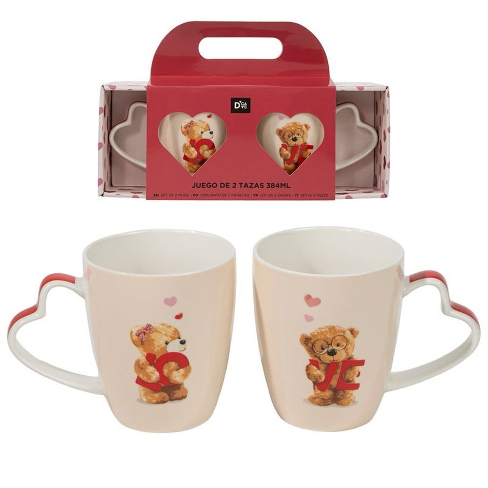 Juego de 2 Tazas Ositos Amor DCASA 384 ml Imagen principal del producto