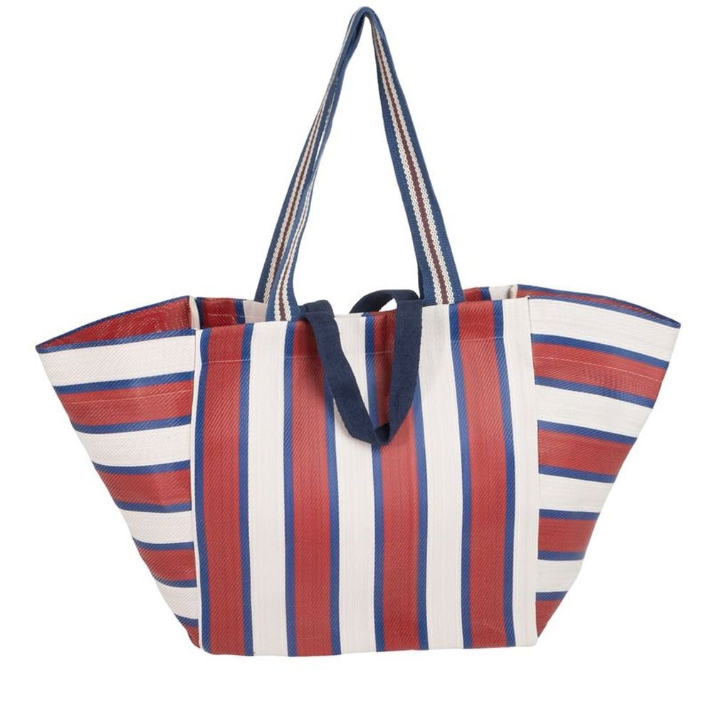 Bolso plástico reciclado doble asa rayas marca Dcasa