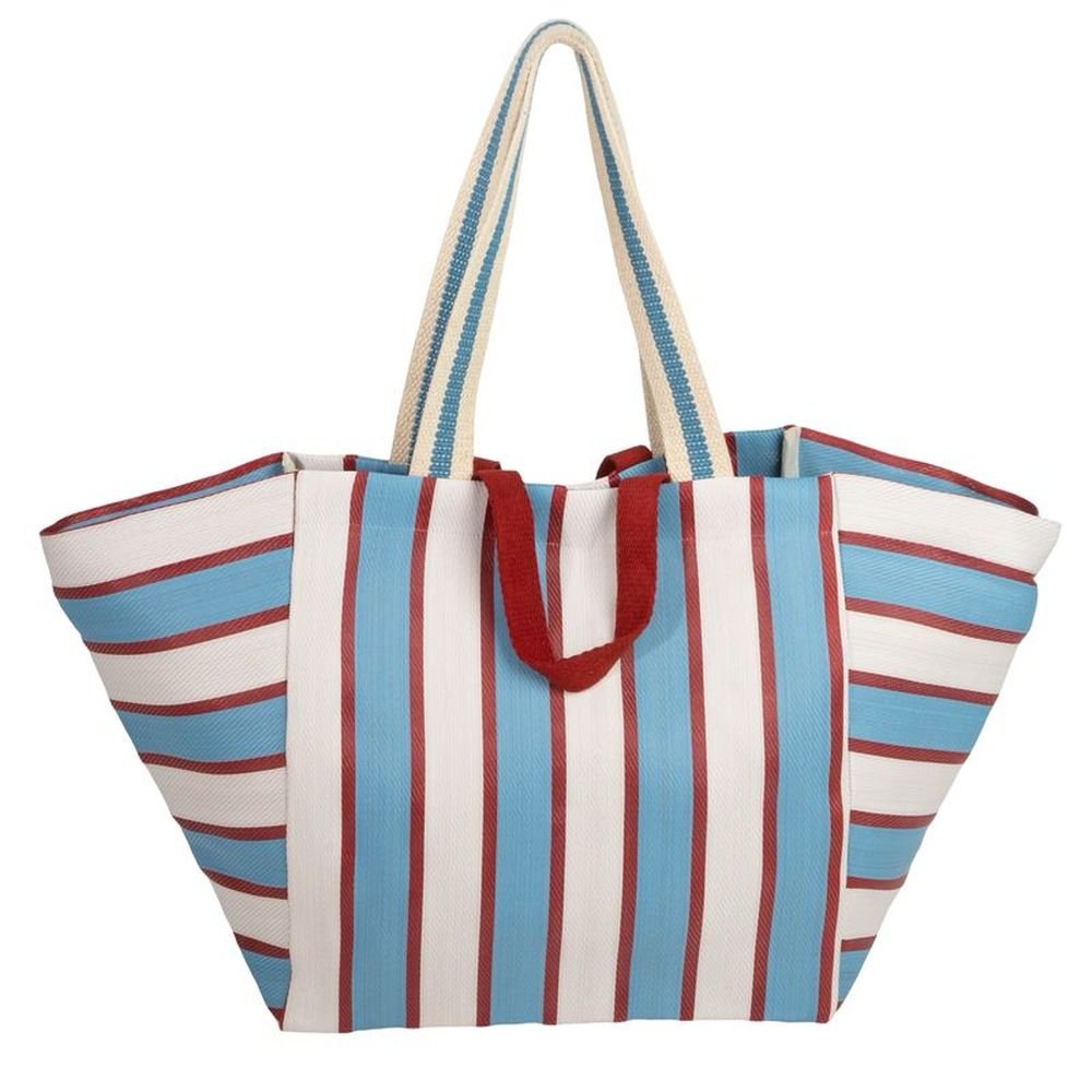 Bolso plástico reciclado doble asa rayas marca DCASA Imagen principal del producto