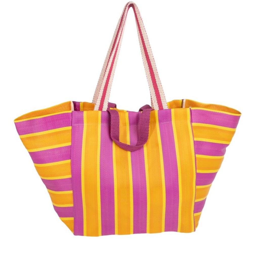 Bolso plástico reciclado doble asa rayas marca DCASA
