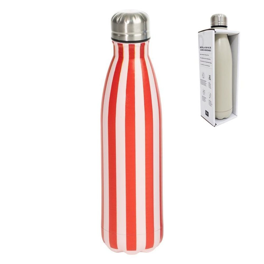 Botella Acero Inoxidable Doble Capa 500ml Rayas Rojas DCASA Imagen principal del producto
