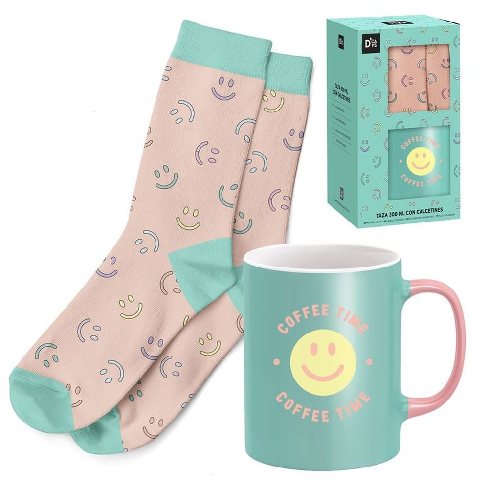 Set Regalo Taza 300ml con Calcetín Smile Color DCASA Imagen principal del producto