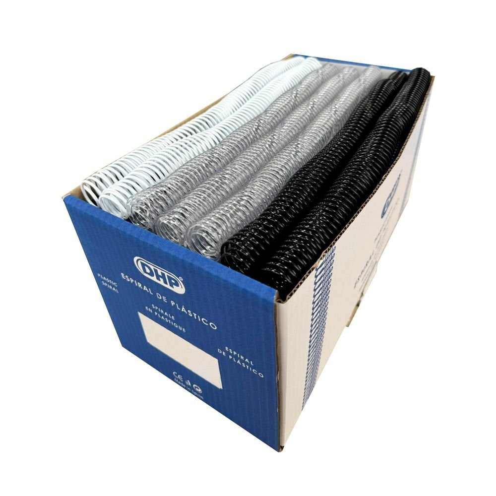 ESPIRAL PLASTICO 5:1 12 MM A4 BLANCO NEGRO TRANSPAR C/100 | 100 UNIDADES | (DHP COMERPA SLU)