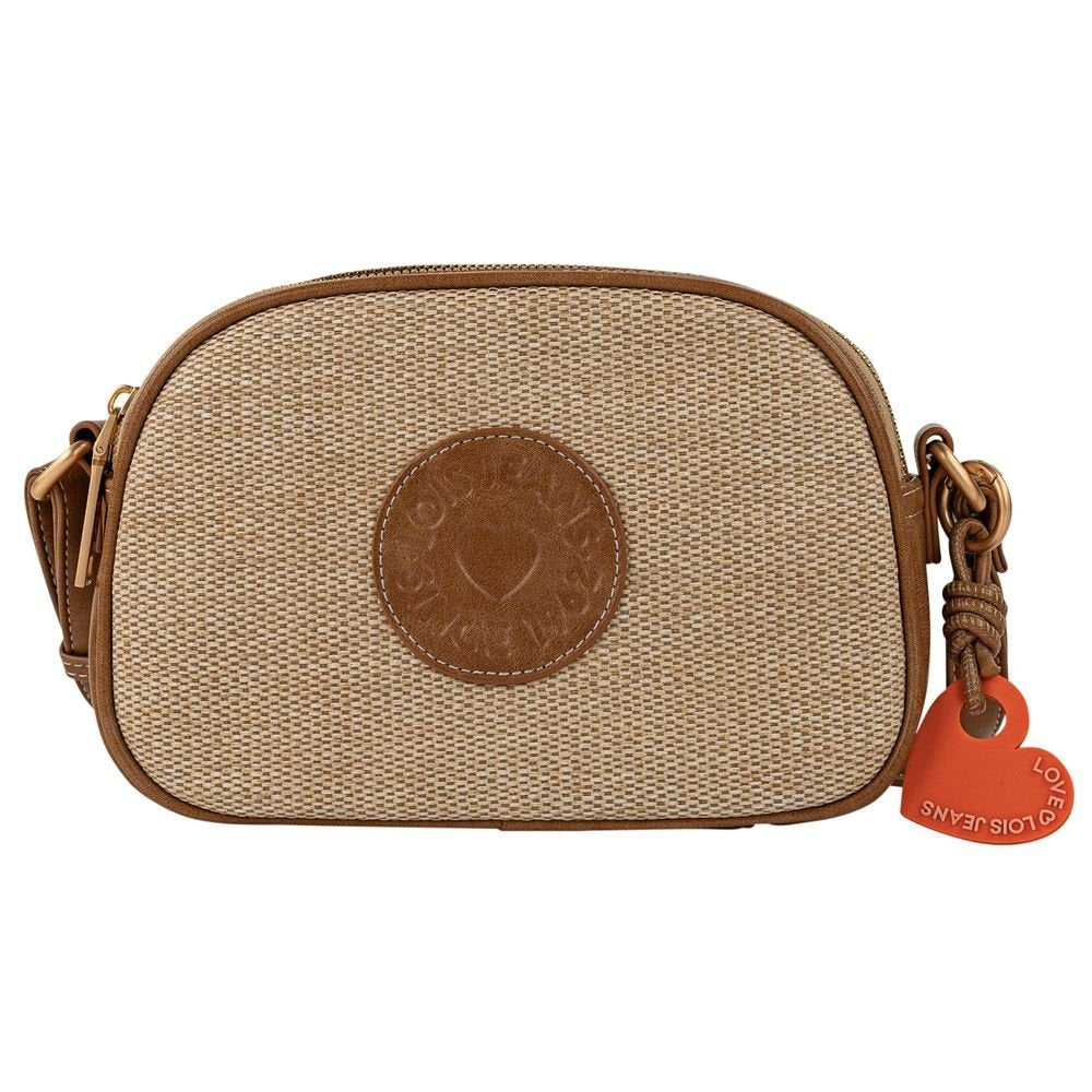 Bolso bandolera rafia ovalado Jacqueline Lois Camel marca Arsamar Enterprise