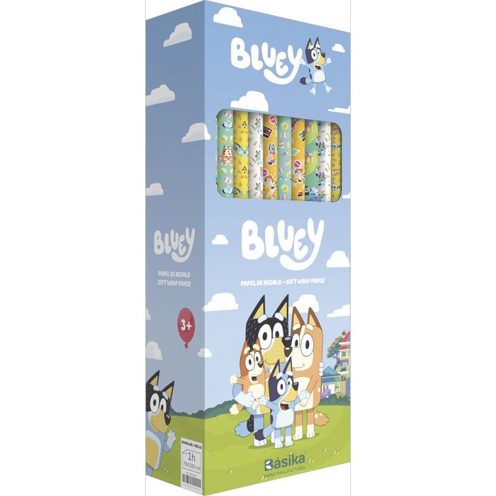 Expositor 50 Rollos Papel Regalo Bluey Marca Andina