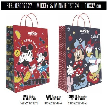 BOLSA REGALO PAPEL MICKEY MINNIE DISNEY ASA RETORCIDAS SURT | ANDINA | 1 UNIDAD | 8436020251269 Imagen principal del producto