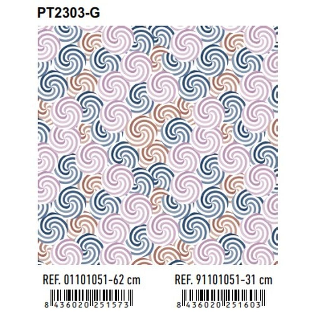 Papel regalo bobina 31 cm espirales azul Andina