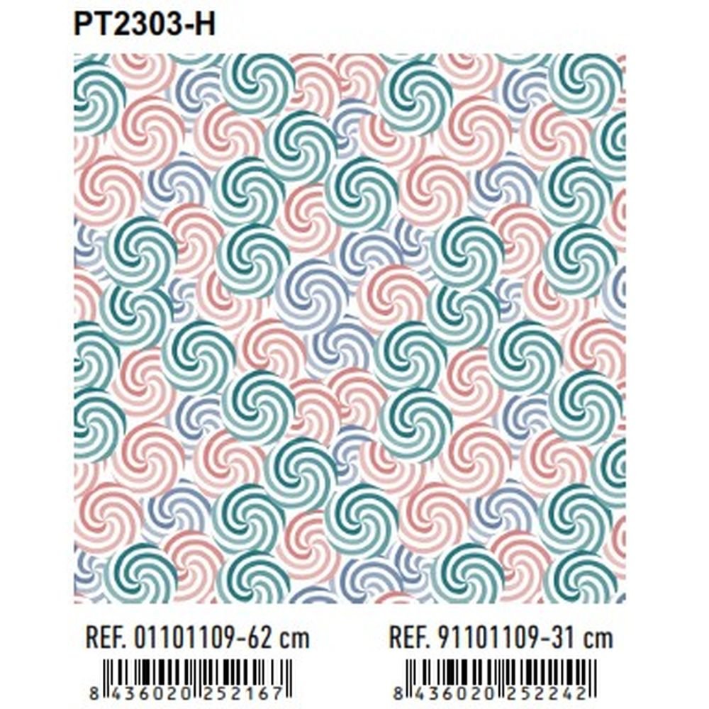Papel regalo bobina 31 cm espirales verde Andina
