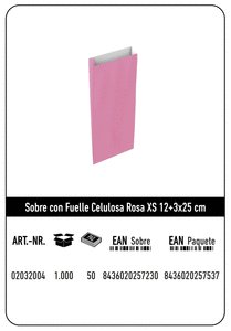 SOBRE CELULOSA XS 12+3X25 ROSA PAQUETE 432U | 432 UNIDADES | (ANDINA) Imagen principal del producto