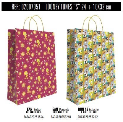 BOLSA REGALO PAPEL LOONEY TUNES DISNEY 10X24X32 ASA RETORCI | ANDINA | 1 UNIDAD | 8436020258268 Imagen principal del producto