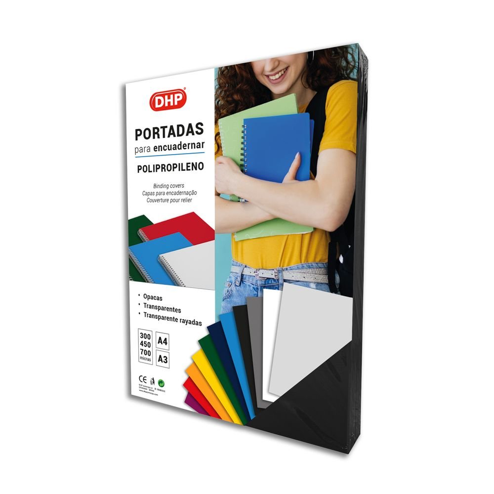 PORTADA PP 0,45 MM A4 4 NEGRO P/100 | 100 UNIDADES | (DHP COMERPA SLU)
