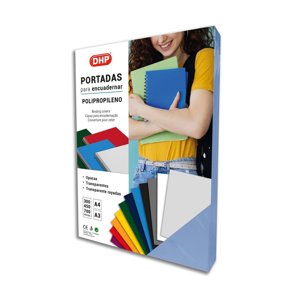 PORTADA PP 0,45 MM TRANSPARENTE A4 6 AZUL P/100 | 100 UNIDADES | (DHP COMERPA SLU) Imagen principal del producto