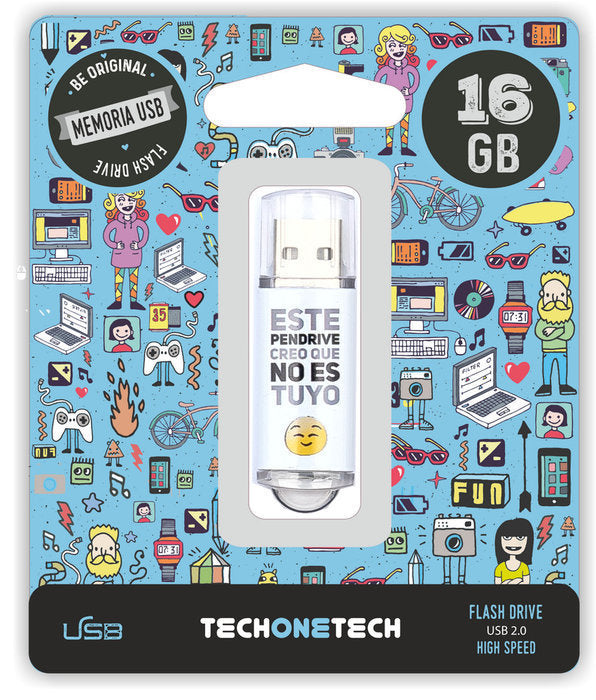 Memoria USB 16 Gb Pendrive No Es Tuyo Emoji Surtido TECH ONE TECH
