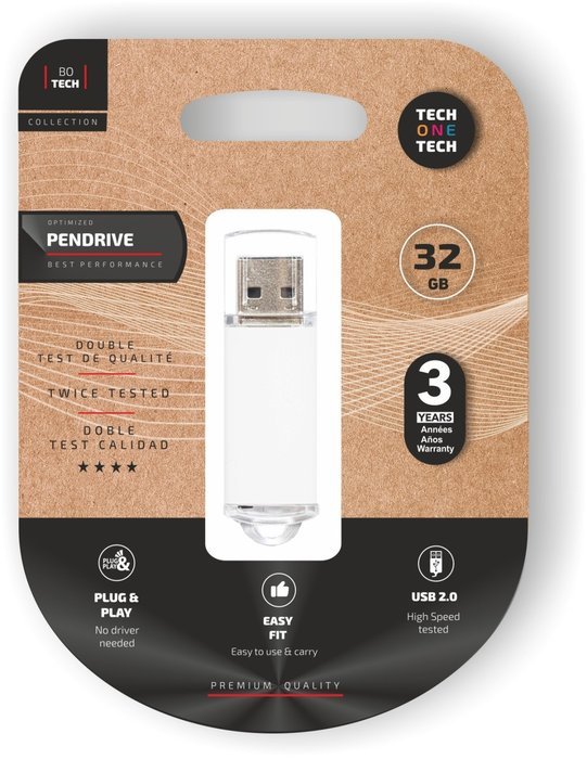 Pendrive 32 Gb Blanco Básico Tech One Tech