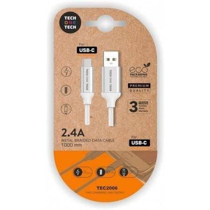 Cable Blanco Nylon Usb-A a Usb-C GLOBAMAS 1 m 2A