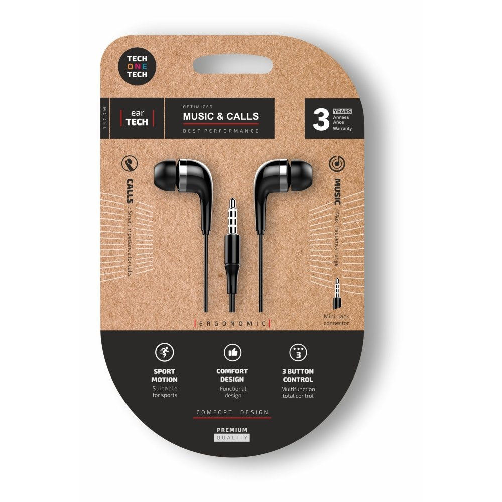 Auriculares Soft Eartech Black Intrauditivos Jack Marca Tech One Tech