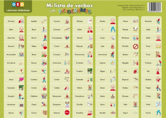LAMINA MI LISTA DE VERBOS CON PICTOGRAMAS A3 | AA,VV | GEU | 8436548137274