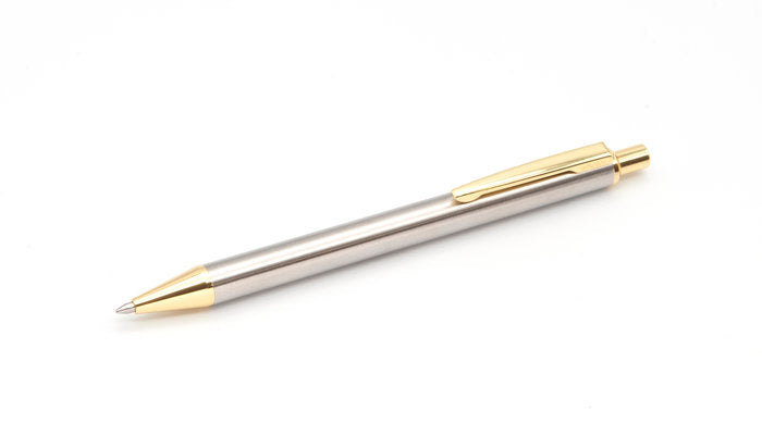 Estuche boligrafo cromo inox70 gold con clip dorado tinta azul Imagen principal del producto