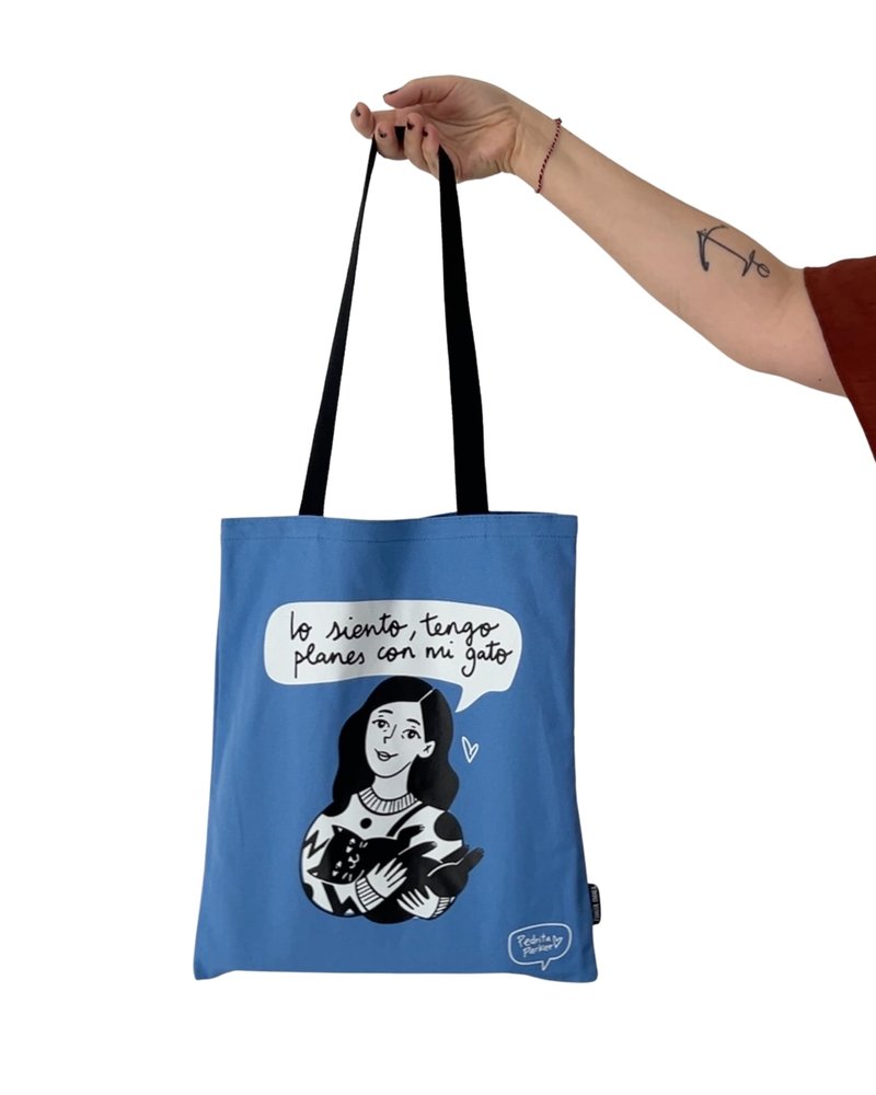 BOLSA DE TELA PLANES CON MI GATO | PEDRITA PARKER Imagen principal del producto